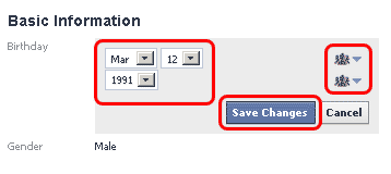 Facebook birthdate setup