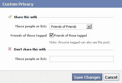 Facebook custom privacy 1