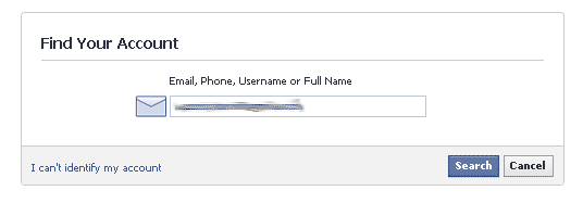 Facebook lost password 2