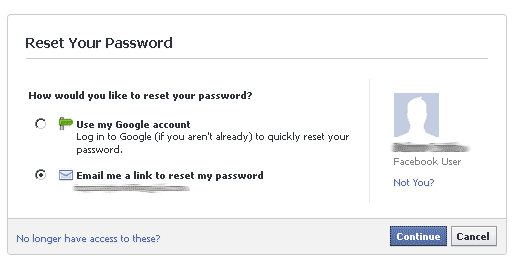 Facebook lost password 3