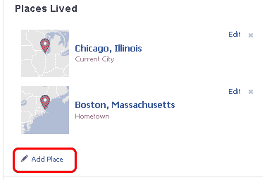 Facebook places lived 4