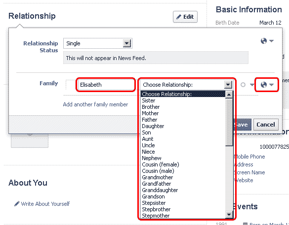 Facebook relationship family 3