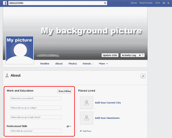 Facebook work education 1