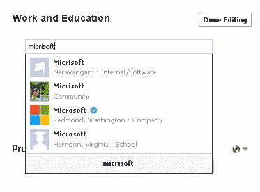Facebook work education 2