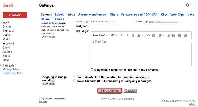 gmail general save changes